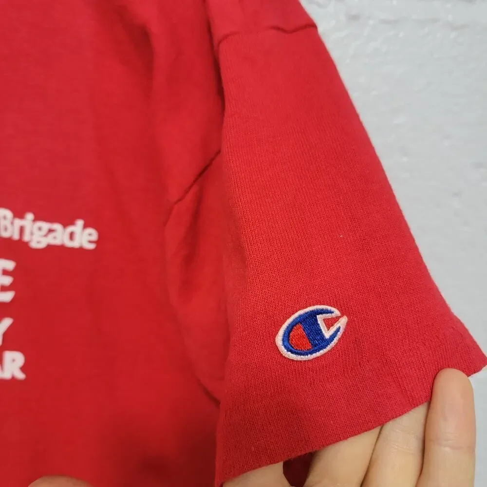 Champion Spanish War Commemorative T Short Sleeve Tee Red White Size L VTG - Picture 7 of 8